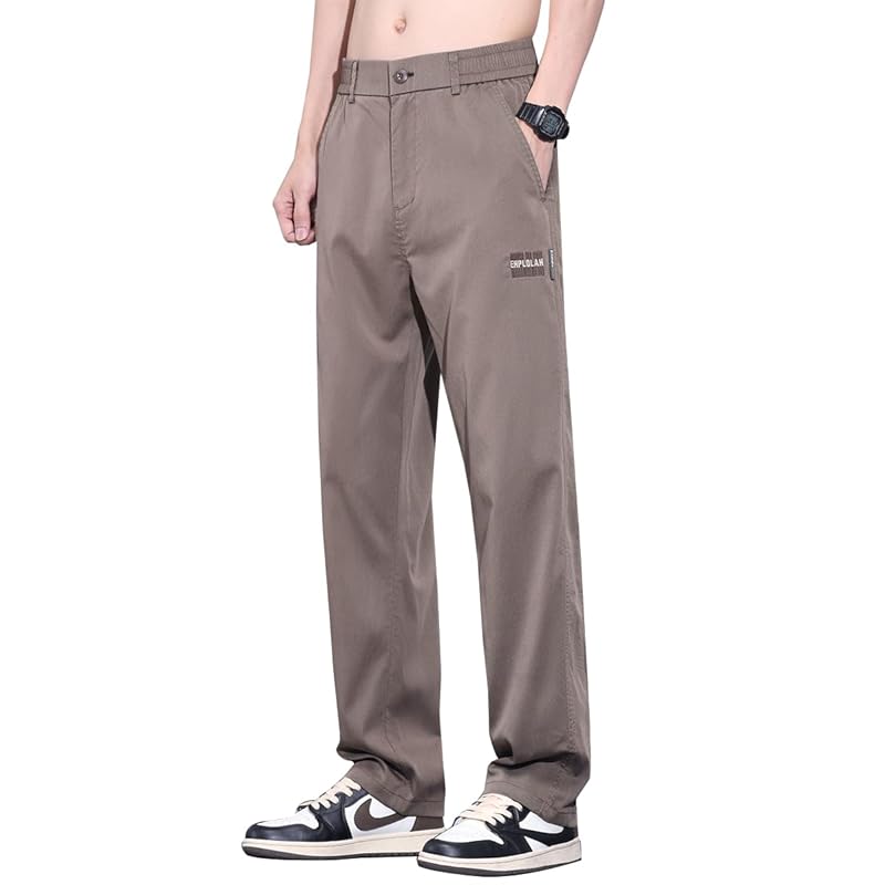 

[Candy Kiosk] pants men s straight pants cool wide pants summer clothes long pants Relaxing easy pants Plain color bottoms breathable comfortable