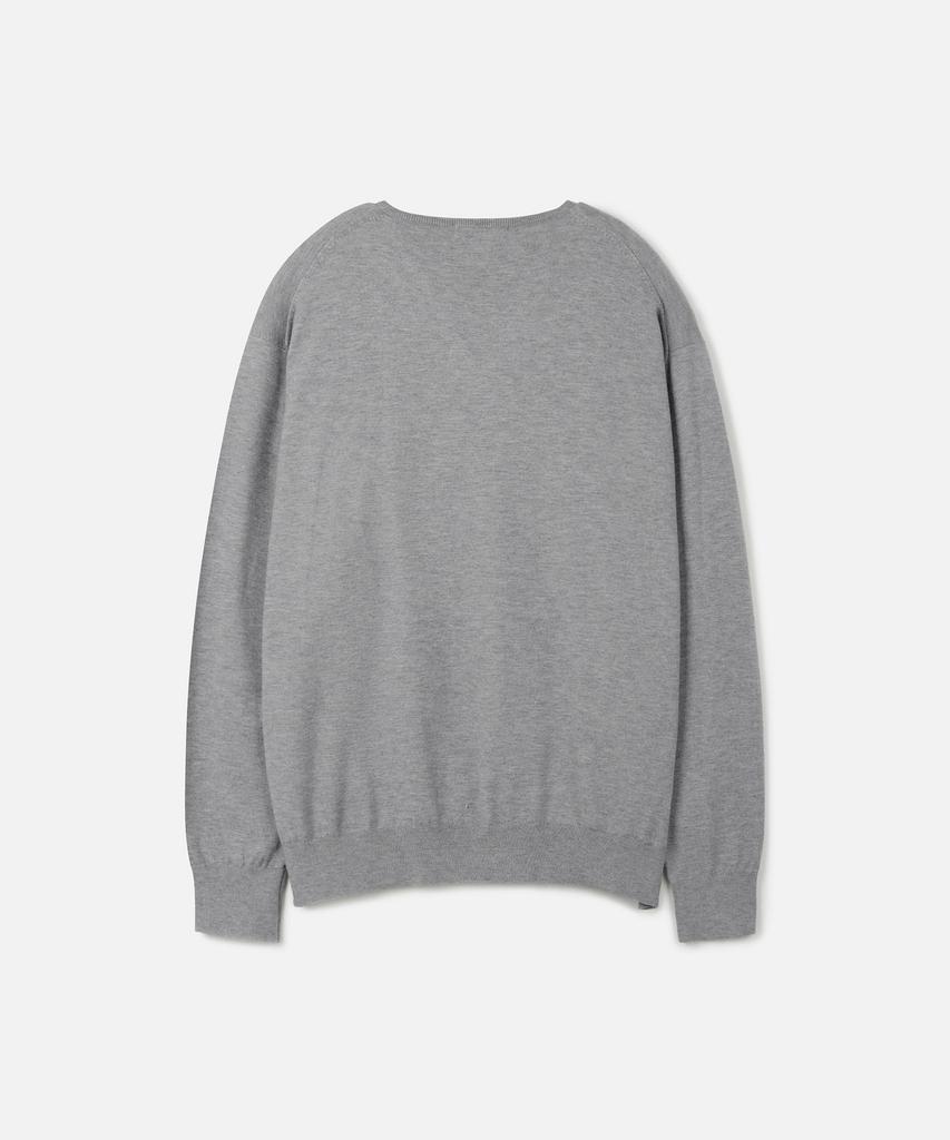 247SERIES Fine Ribbed V-Neck 12Gg Knit Melange Gray