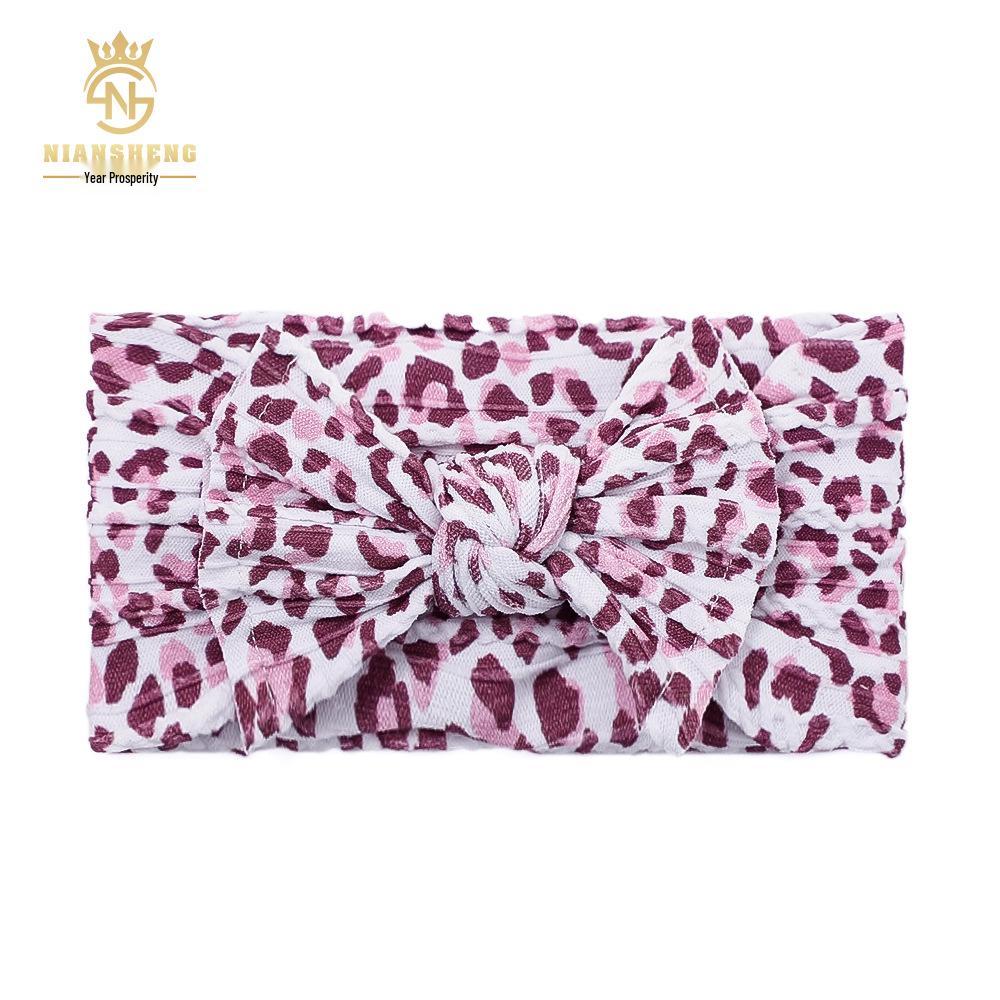 Frühlings-Jacquard Doppelreihiges Nylon-Stirnband mit bedruckter Schleife für Babys