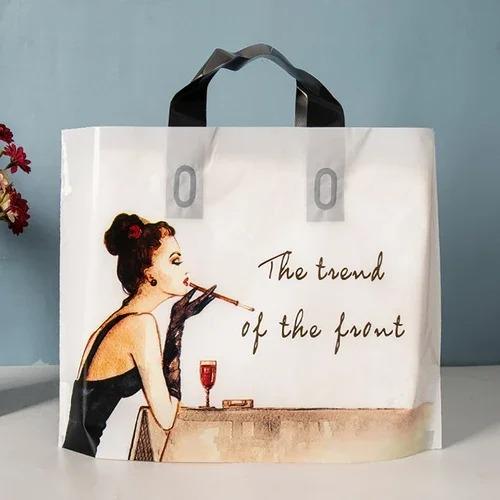 50pcs Plastic Handbag Clothing Store Shopping Packaging Gift Storage Portable Color Shop Universal Bags for Business Pocket