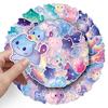 50 Sheets Starry Sky Cat Graffiti Stickers: Hand-Painted Watercolor Kittens for Water Bottles & Journals