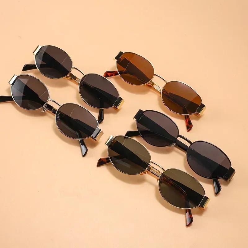 Trendy Retro Oval Sunglasses for Women Men Small Metal Frame Sun Glasses Ladies Shades