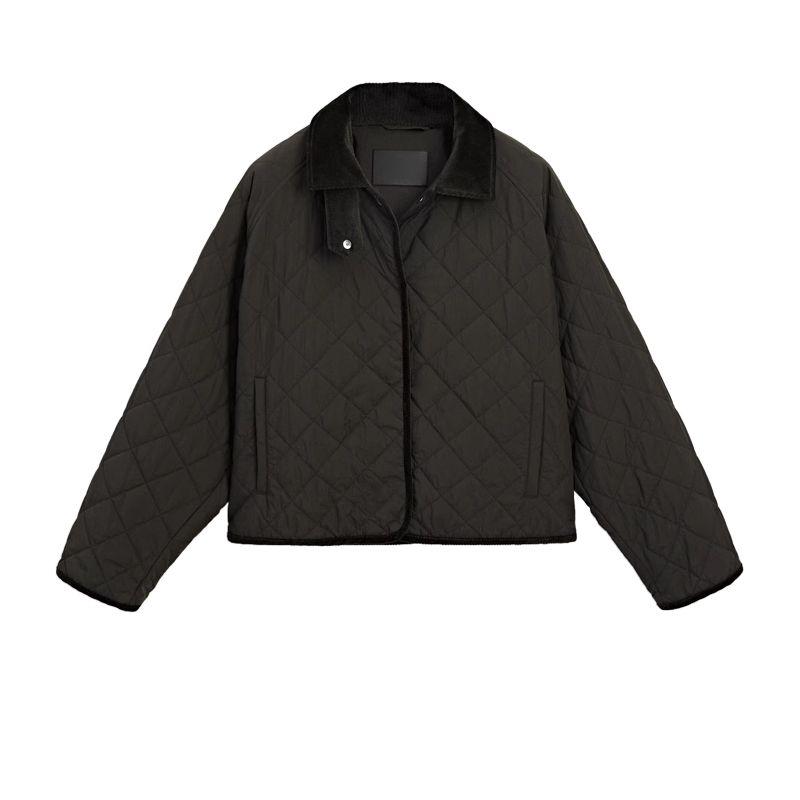 

Fall and Winter New Arrival Women s Clothing Casual Minimalist Diamond Pattern Quilted Short Version Small Turtleneck Cotton Coat Jacket 6721912 Brown L