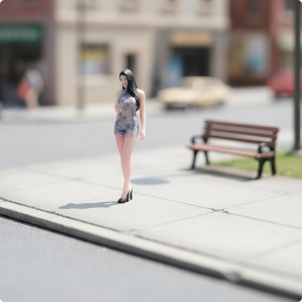 Miniature Female statue/64 Scale Figurine ColorPrinted Standing Girl Figure for Collectors,