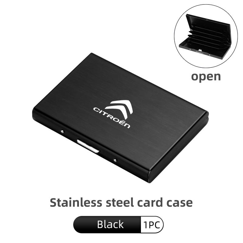 Car Logo Card Slot Stainless Steel Case Business Credit Holder For Citroen C4 C3 C5 C1 C2 C6 C4L DS3 DS4 Berlingo Picasso Jumper