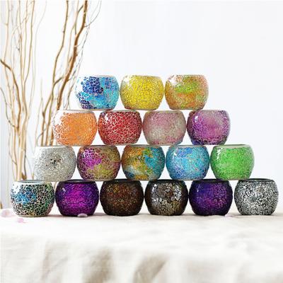 Mosaic Glass Candlestick Wishing Candle Tea Light Holder Dinner Wedding Tabletop Decoration