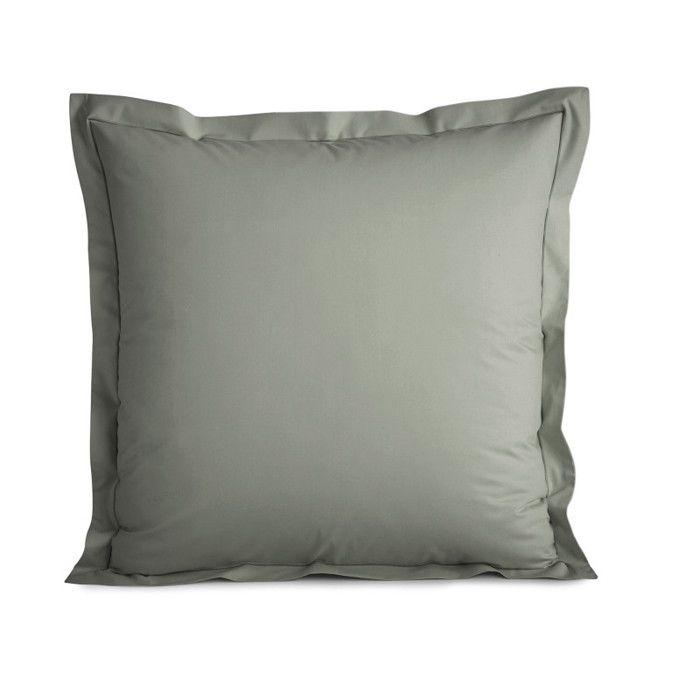 Taie d'oreiller percale de coton peigné "Julian" toutes dimensions Coton Pur - Julian Ardoise - 65 x 65 cm volant plat piqué