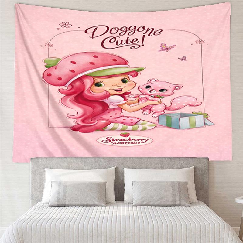 Straw-berry Sweet Moment Quick-Dry Tapestry Hanging for Bedroom,Livingroom, Playroom,Decor Art Room Wall Tapestry Holiday and Birthday Gifts