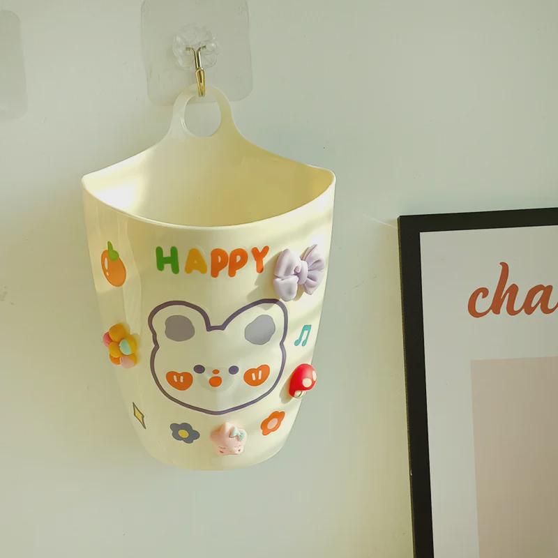 Wall-Mounted Mini Trash Can & Storage Box with Pen Holder