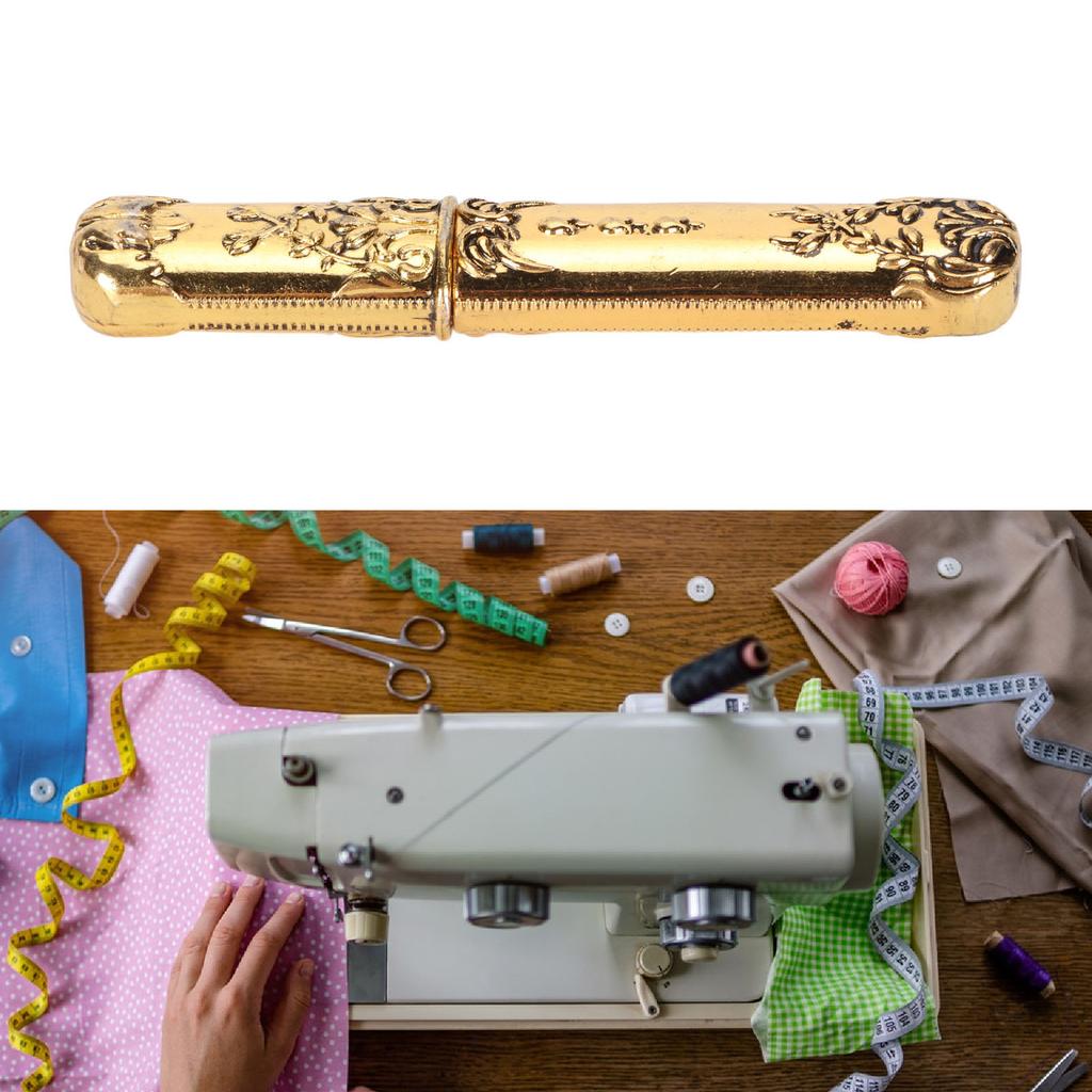 Vintage Nålfodral Graverat Stereoskopiskt Mönster Snygg Förvaringsrör för Sy nålar Nålhållare Syverktyg