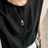 Charm Stainless Steel Metal Water Drop Long Leather Rope Pendant Necklace For Women Charm Trendy Party Collar Jewelry