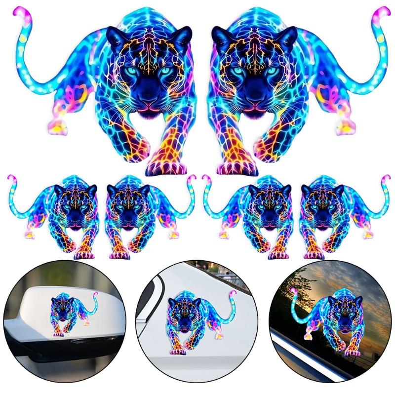 For Scooter Fuel Tank Front Fairing Vinyl Decals Car Window Decoration Colorful Leopard Decorative Sticker Waterproof 2pcs