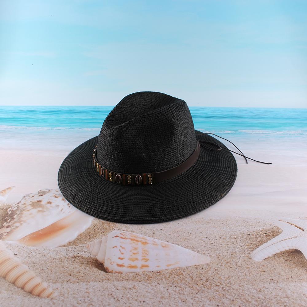 Hot Sale New Couple Hat Women's European and American Jazz Top Hat Outdoor Beach Hat Sunscreen Shade Straw Hat