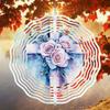 Metal Wind Spinner with 3D Rose Floral Cross Design Rotating Outdoor Garden Decor for Yard Patio Balcony