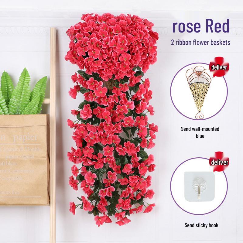 Artificial Violet Flower Vine - Silk Rose Hanging Decor for Weddings and Walls