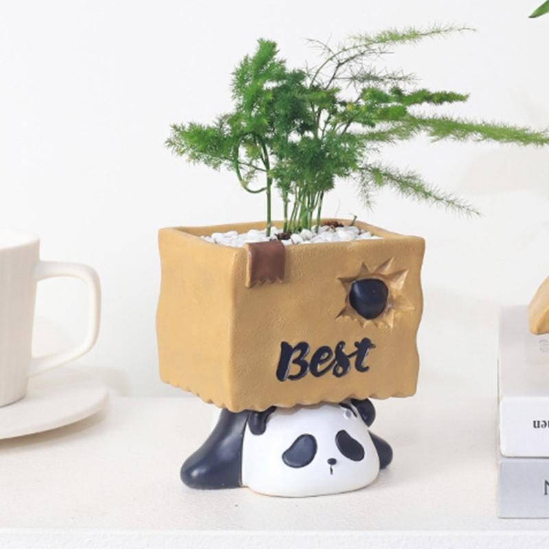 Flowerpot Silicone Mold Lying Panda Shaped Concrete Moulds  Flowerpots Molds Cements Mould Silicone Material