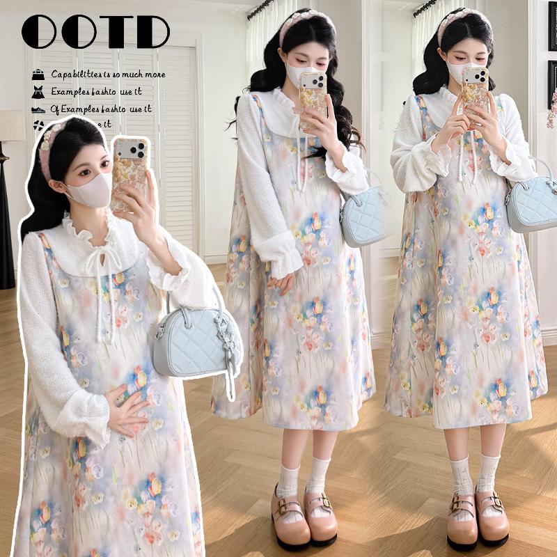2026 Spring Korean Tie-dye Floral Maternity Dress 2XL