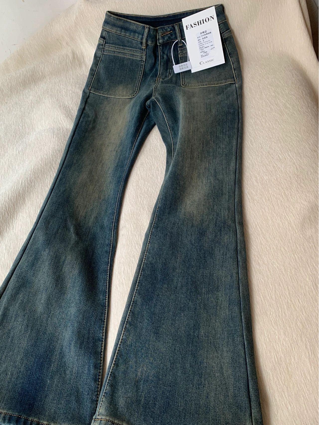 Women s High Waist Velvet Wide Leg Jeans - Autumn/Winter 2024 5XL
