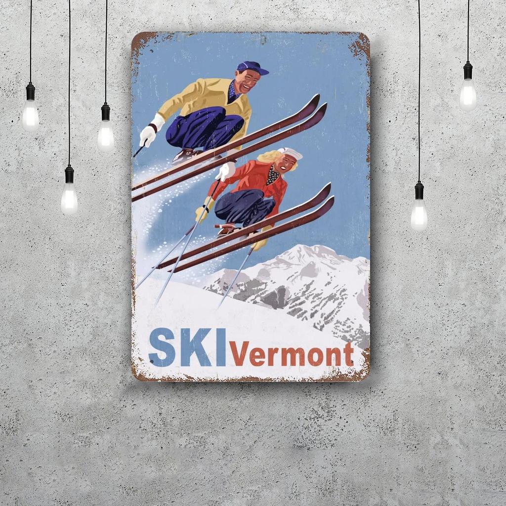 ski Classic Poster Rusty Metal Plaque Retro Decorative Plate Bar Man Cave Garage Club Metal Sign Wall Decoration