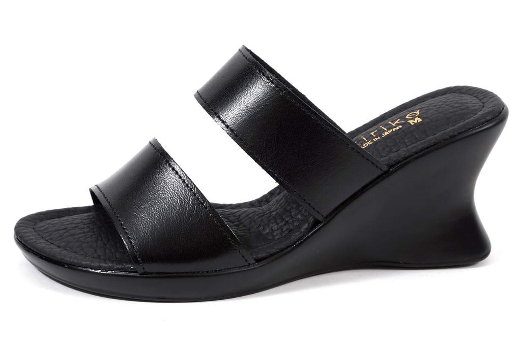 Mule Made in Genuine Double Wedge Size M [Akiriko] Sandals, Japan, Leather, Office, Belt, Approx. 7.5cm, Sole,
