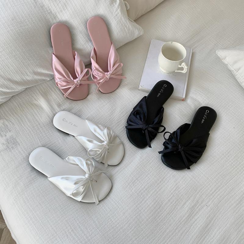 20251 Spring and Autumn New Fashion Versatile Slippers Women's Outer Wear Square Head Set Toe Drag Flat Bottom Folded Beach