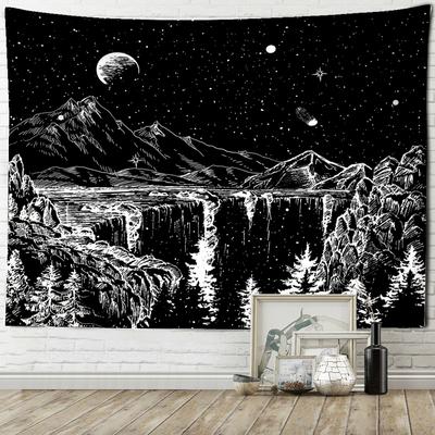 Czarny kosmiczny widok nocny gobelin ścienny wiszący psychodeliczny czary Hipisowskie Tapez Art estetyka pokój Home Decor
