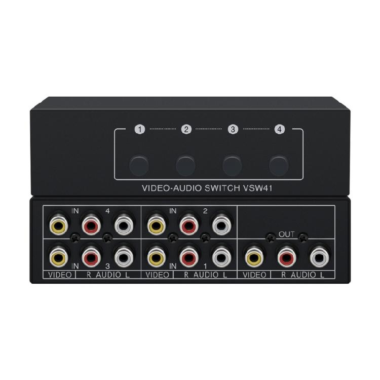 

4 Input 1 Output AV Switcher Selector Push Button Operation Durability Metal Housing Studio Equipment Not need Power Supply 1