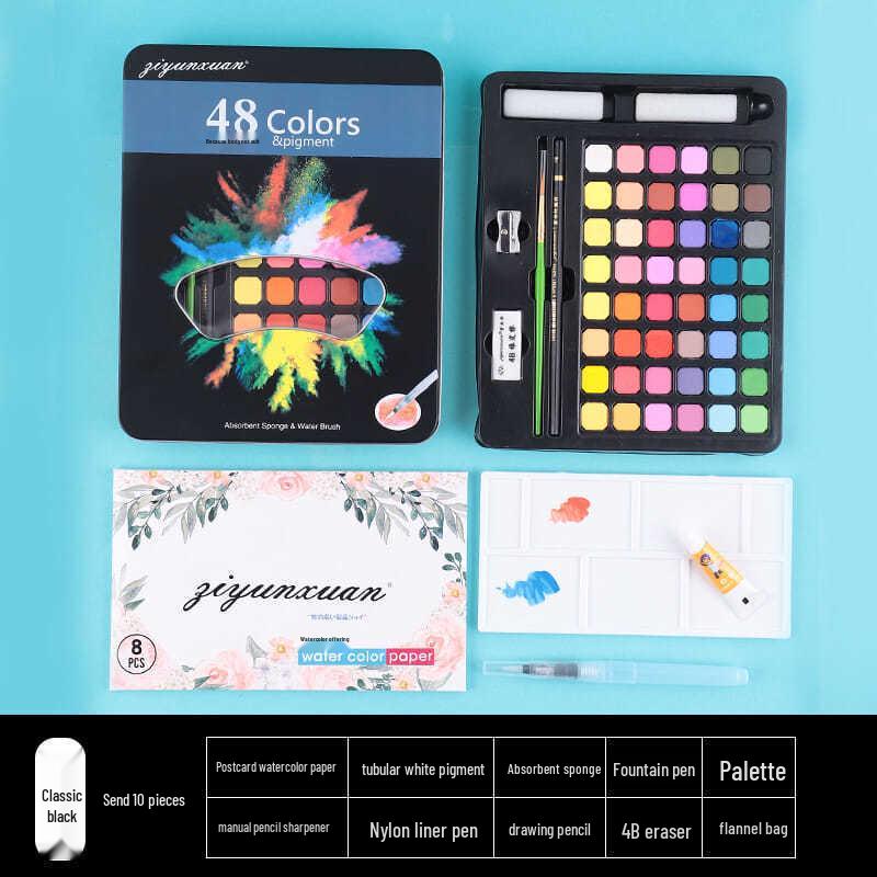 

Ziyunxuan 48-Color Watercolor Paint Set in Tin Box for Beginners