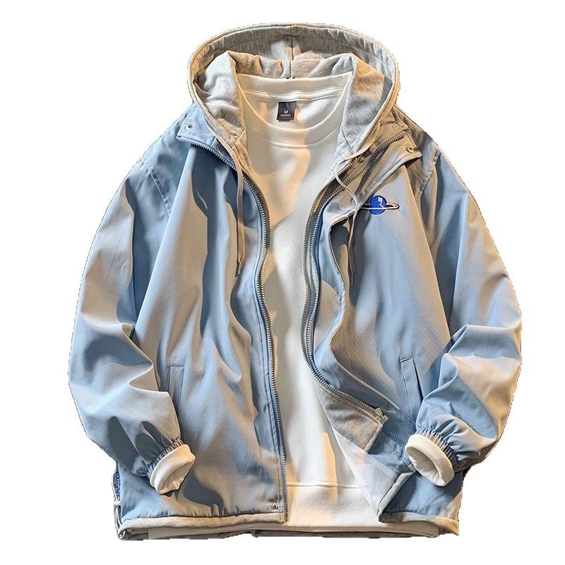 Men's Casual Loose Hooded Jacket: Versatile Two-Piece Windbreaker for Spring & Autumn Trendy Baseball Style