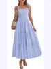 2026 European Summer Beach Pleated A-line Strappy Dress with Pockets