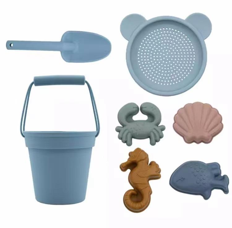 8Pcs Summer Beach Toys Kids Soft Silicone Sandbox Set Beach Game Silicone Sand Toys for Toddlers Kids Swim GameToddlers