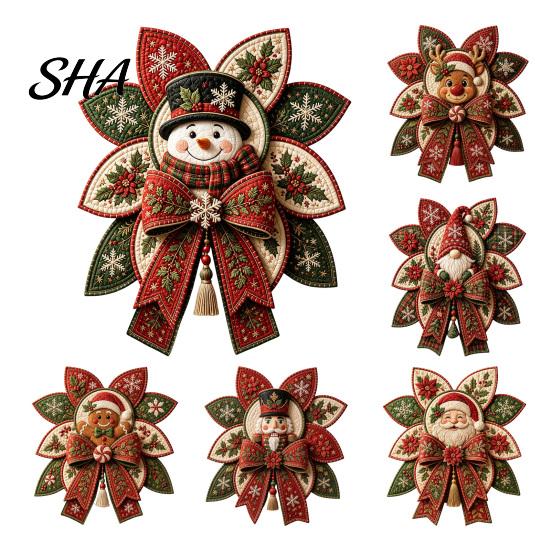 Patchwork-Projekte für Anfänger Weihnachtsquilt Schleife DIY Nähset, 3D Handgefertigtes Dekoratives Ornament, Vorgeschnittene Handgenähte Ornamente Stoff Und