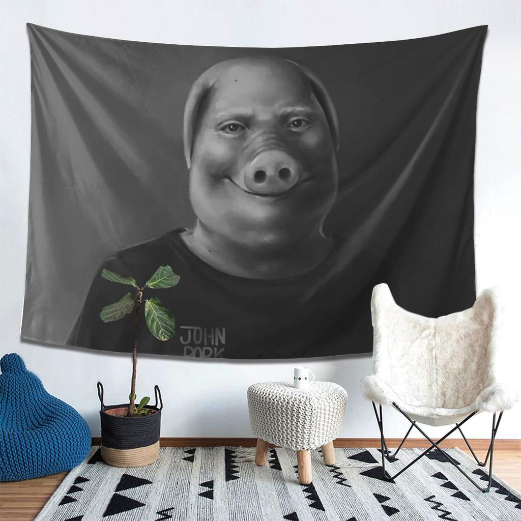 John Pork Tapestry Wall Hanging Aesthetic Home Decoration Tapestries for Living Room Bedroom