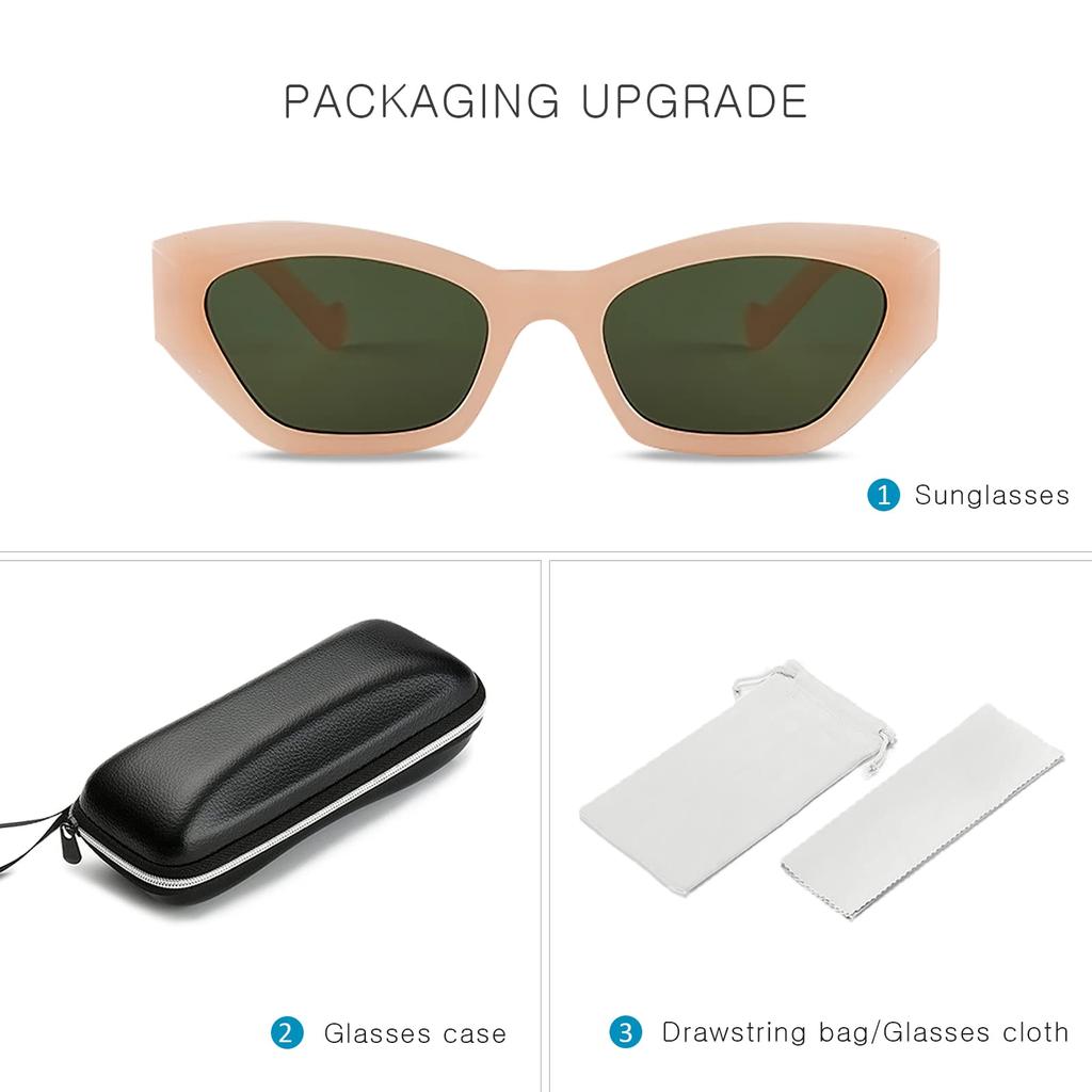 LumiSyne Vintage Cat Eye Sunglasses for Women and UV400 Personalized Small Frame Stereo Cat Eye Frame Eyewear for Travel and Driving Men, Protection,