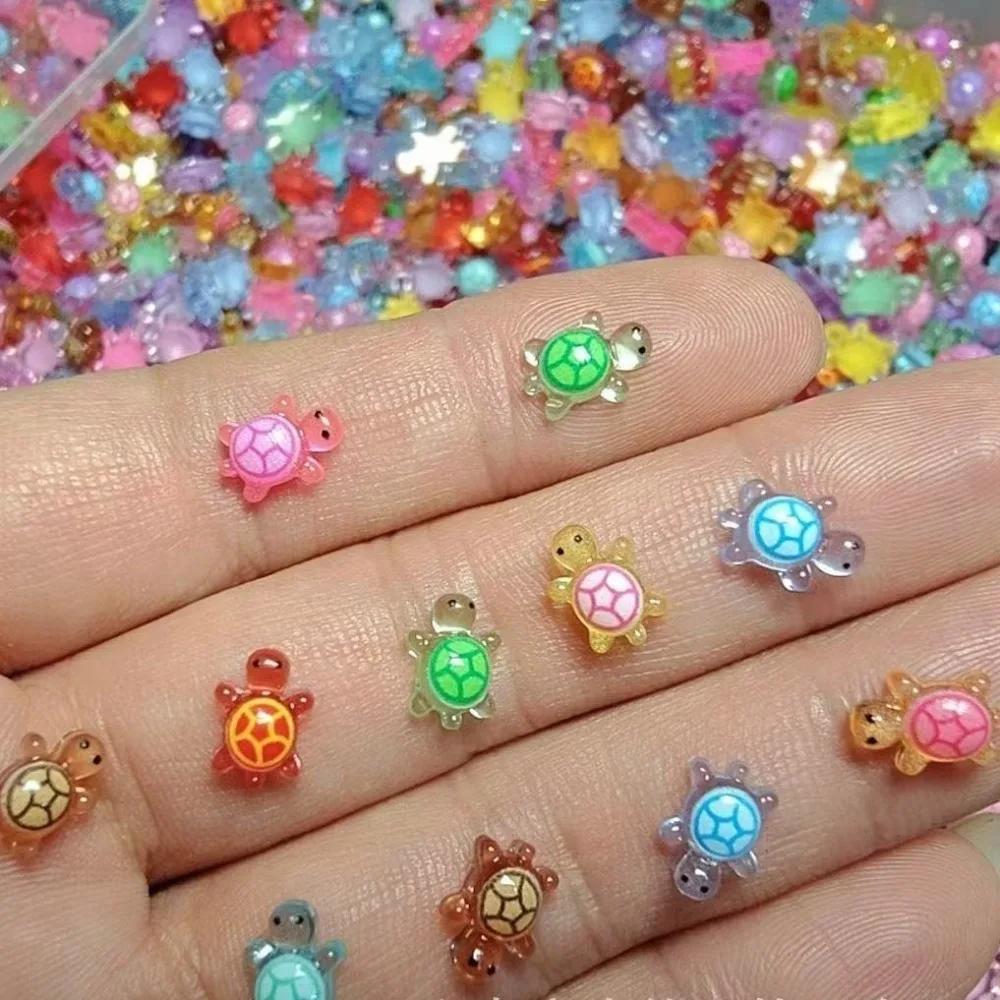 100 Piezas Dibujos Animados 3D Tortuga Luminosa Brillo Nocturno Color Dopamina Animales Mini de Resina Figuras Miniatura DIY