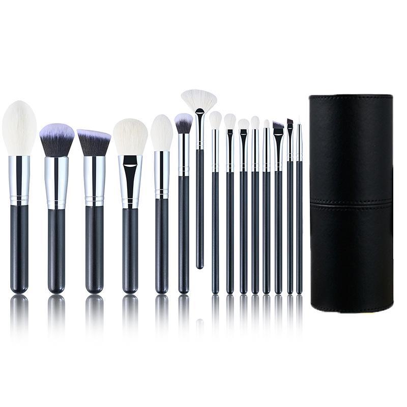 Cangzhou 15-Piece Animal Hair Makeup Brush Set: Eye Shadow & Foundation Brushes