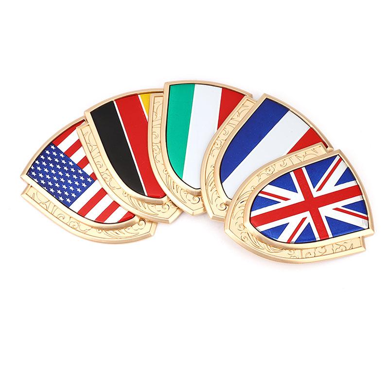 3D Metall Autoaufkleber Italien Frankreich Deutschland England Amerika Flagge Emblem Abzeichen Aufkleber