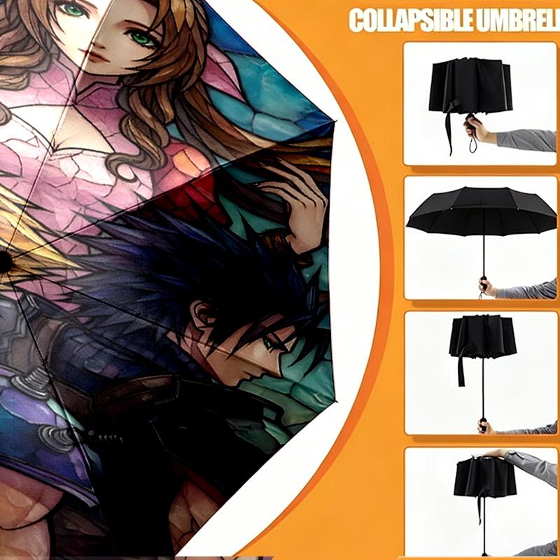 Final Fantasy Print Umbrella Automatic Opening/ Closing - Portable Foldable Design - Daily use for Travel/Outdoor - Gift for Birthday