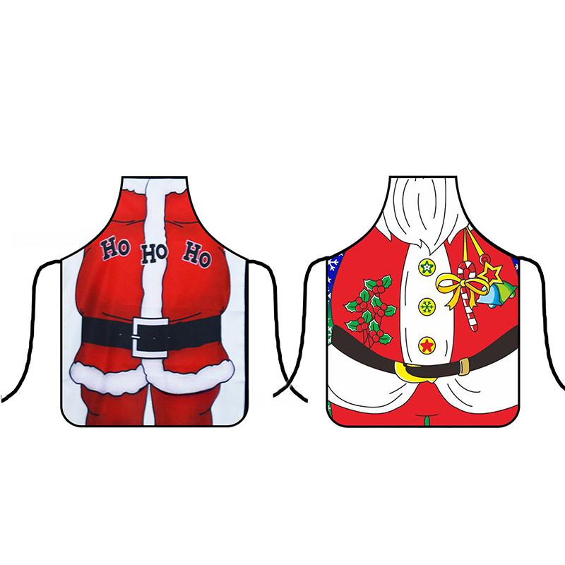 1PC Santa Claus Theme Baking Christmas Apron Home Cooks Apron for Cooking Funny Cartoon Printed Dress-Up & Role Play Unisex