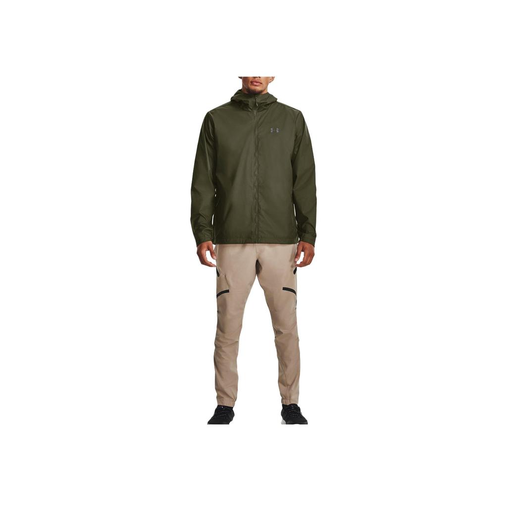 Under Armour Solid Color Logo Print Hooded Zip-Up Long Sleeve Jacket Men jackets Green 1321439-391