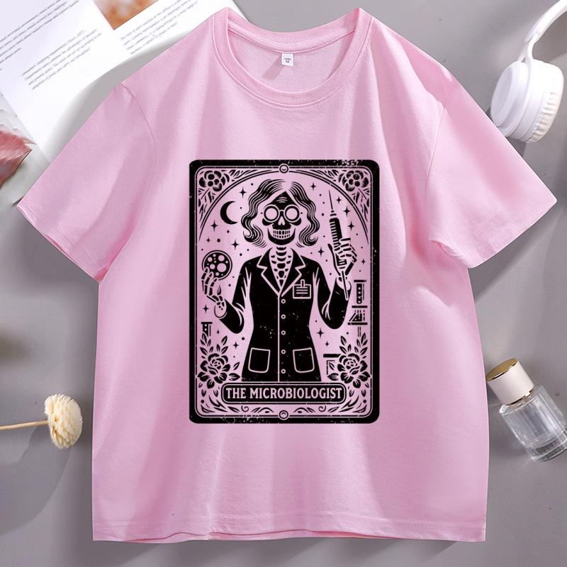 Microbiologist Tarot Card TShirt Funny Science Lab Halloween Tshirt Microbiology Lovers Tees Casual Cotton Short Sleeve T Shirt