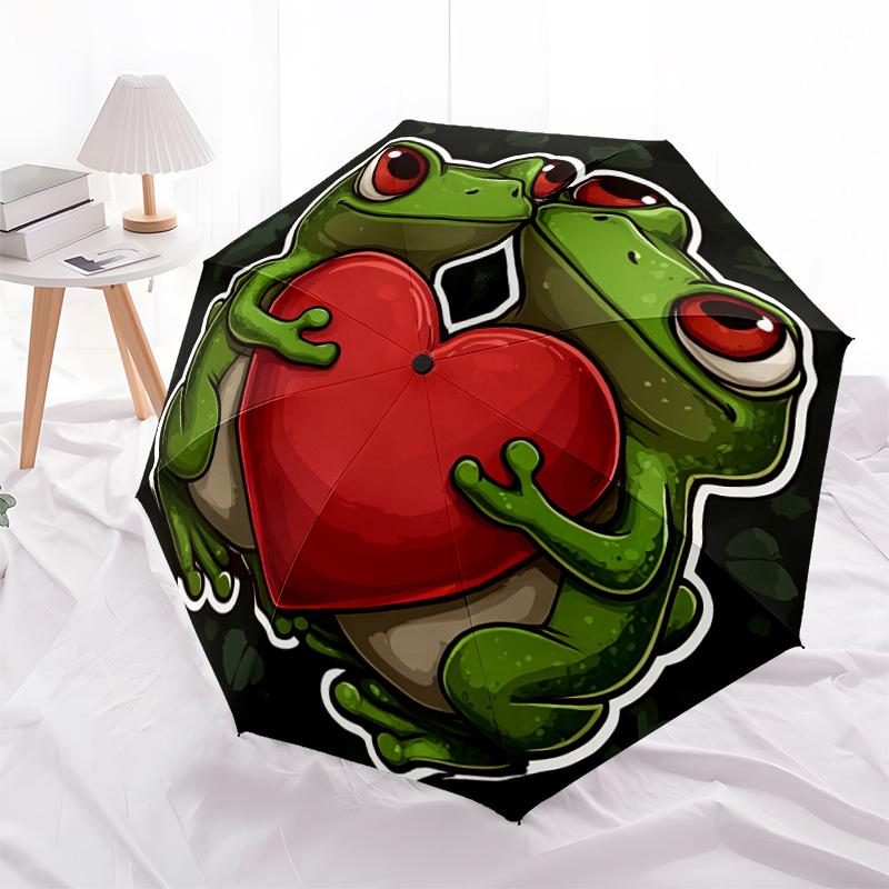 1 PC Automatic Folding Umbrella - Frogs Pattern, Portable & Foldable Design with 8 Ribs, Christmas Birthday Gifts