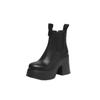 Leather Velvet Platform Martin Boots Women's Boots 2025 Autumn and Winter New Super High Heels Elastic Band Round Head Short Boots Women