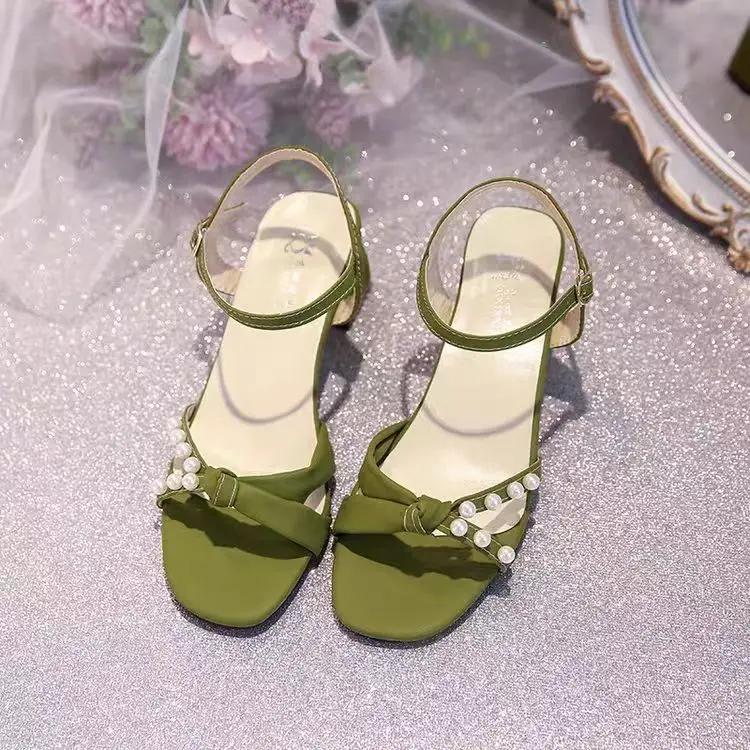 

Fashion Square Heels Outdoor Woman Shoes High Quality Cheap Liquidation Sandals for Women Summer 2025 Comfortable Offers Original Shoe 35