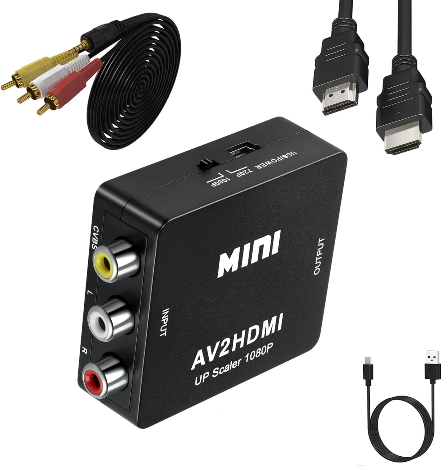 

RCA в HDMI AV в HDMI SASADA Композитный HDMI Совместимый с Ретро Игровыми Консолями Видеомагнитофонами и с 3 Цветными Разъемами Конвертер, Конвертер,