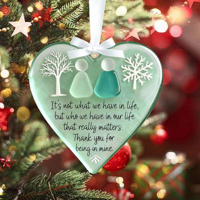 2025 Zeeglas Sneeuwvlok Vriendschapsornament Acryl Kerstboom Hanger Vriendschapsbedel voor Hal Festival Huis Collega