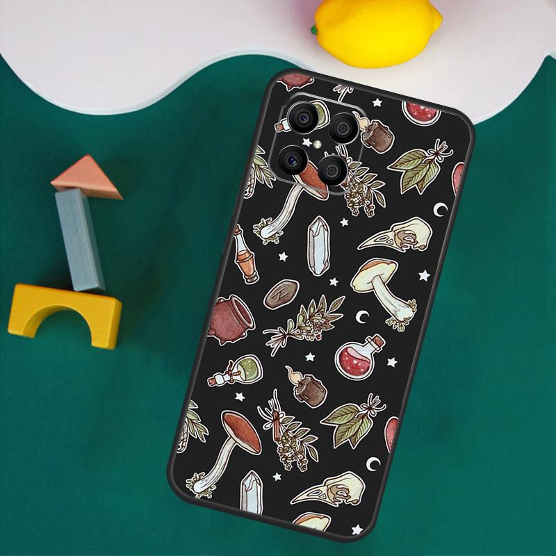 Cottagecore Frog Mushroom Moon Witchy Case For Honor Magic 7 Pro 5 6 Lite Honor 200 Pro 50 70 90 X9a X8a X8 X9 X8b X9b X9c Cover