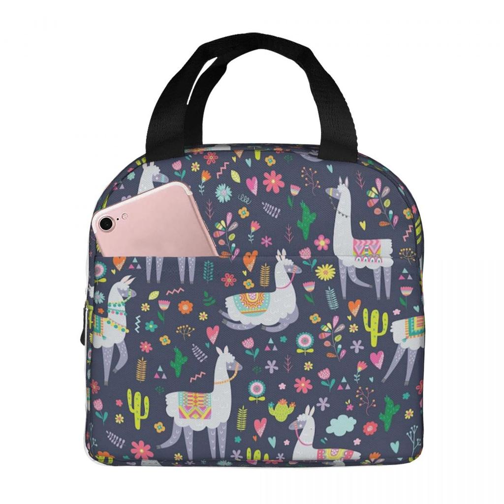 Alpaca Cartoon Patroon Geïsoleerde Lunchtas voor Kinderen School Koeltas Thermische Voedseldoos Draagbare Lunchboxen Container
