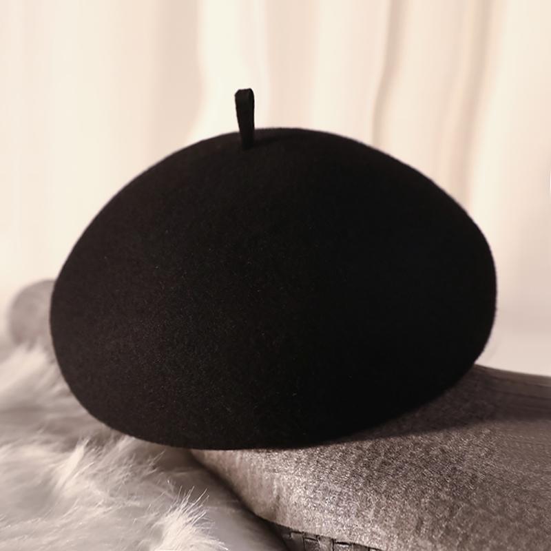 Béret en laine pour femmes, solide et chaud, bérets français, fascinateur, chapeau en feutre pour femmes, vente en gros, casquettes d'hiver