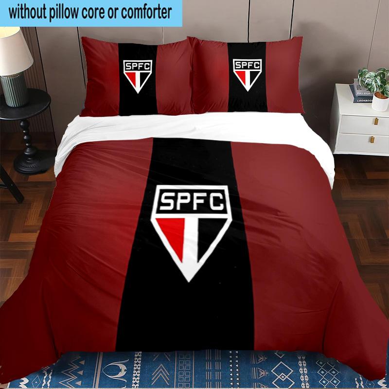 3PCS Sao Paulo Fc Crest Printed Bedding Set, Includes A Duvet Cover and Two Pillowcases for Bedroom, Suitable for All Seasons